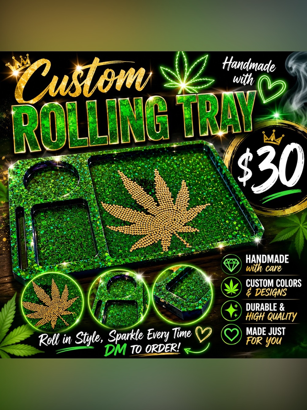 Handmade Rolling Trays - $30 each Made to Order